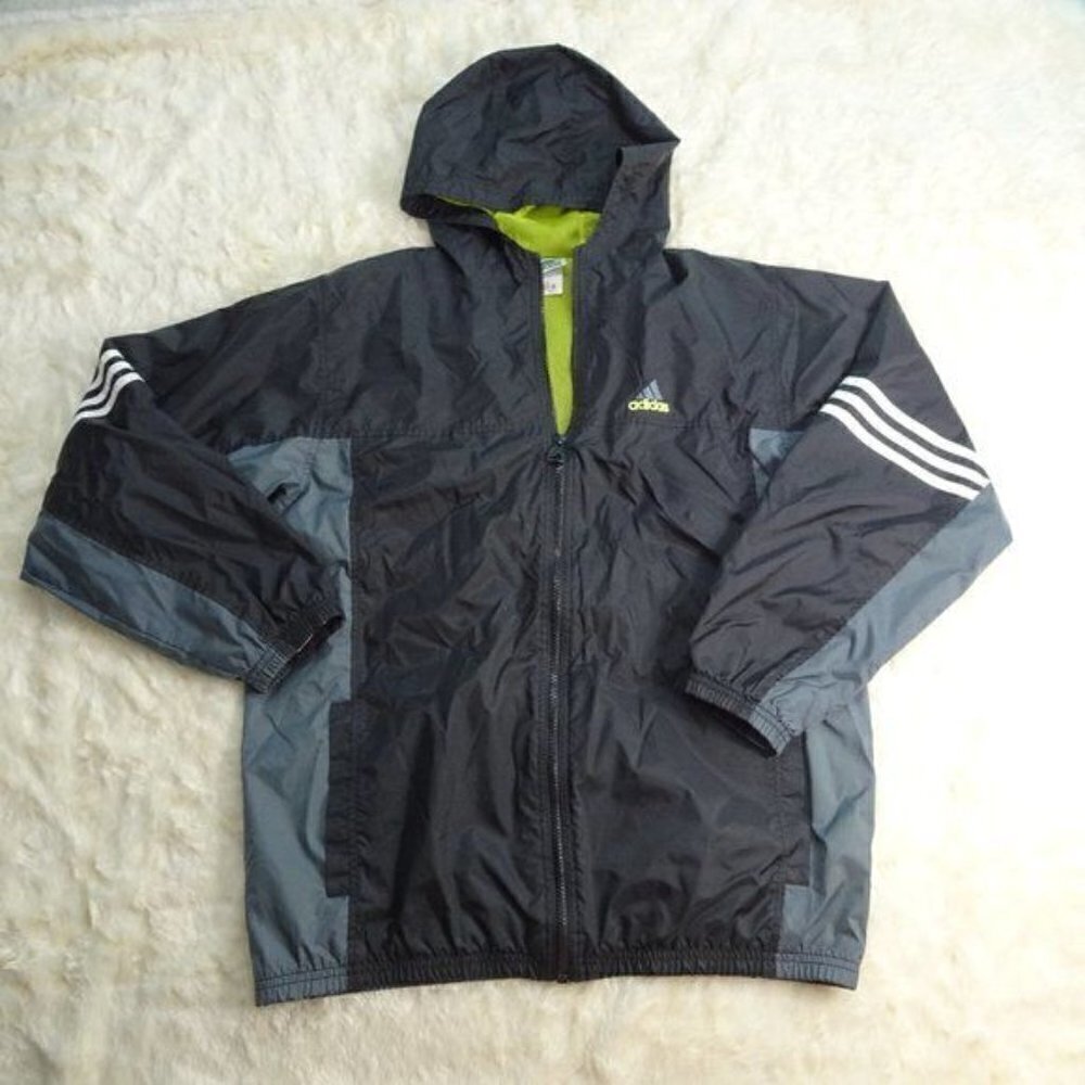 Adidas Black/Gray Full Zip Windbreaker Youth XL